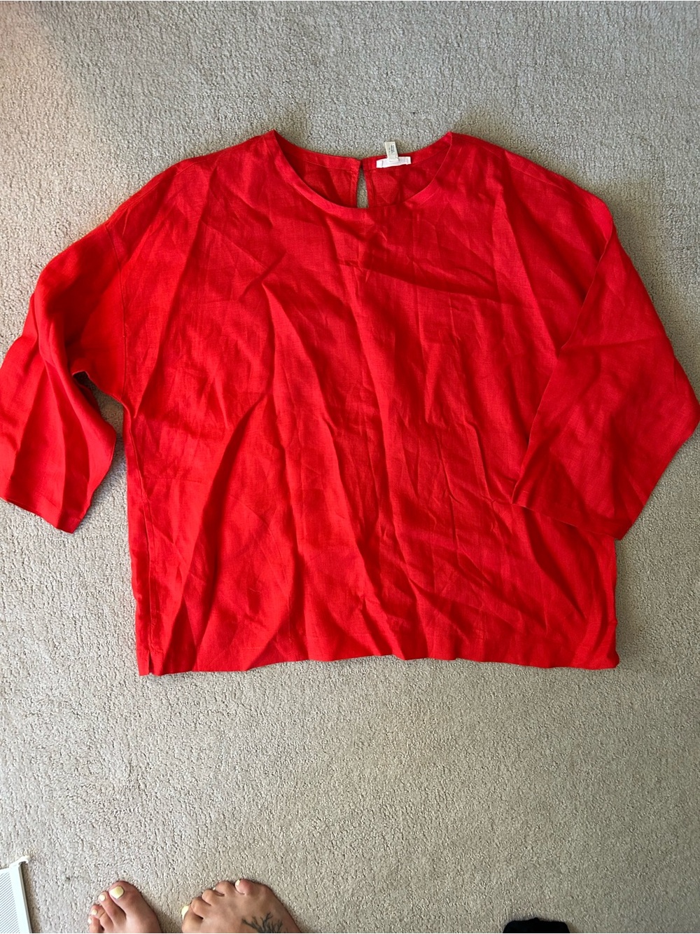 Eileen Fisher organic linen tunic red orange summer fall XL